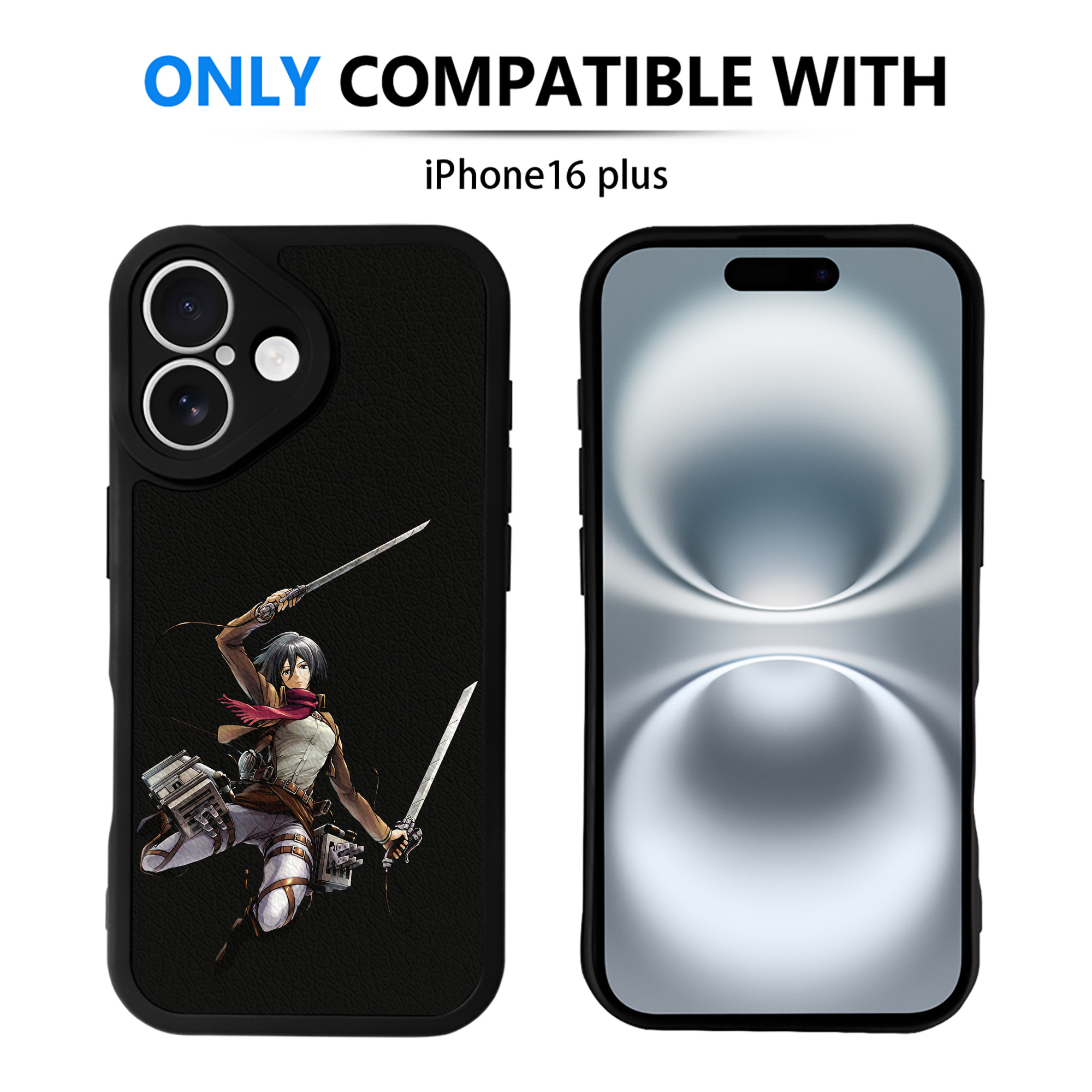 （画像用） 進撃の巨人 ミカサ·アッカーマン Attack on Titan Mikasa Ackerman 【iPhone 16シリーズ対応】シリコンスマホケース（レザー調） 材質：シリコン